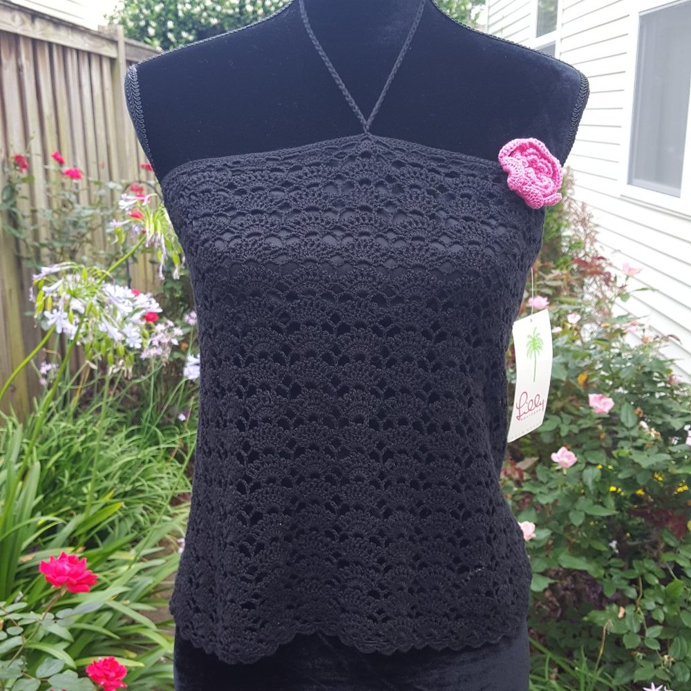 Lilly Pulitzer black knit halter top